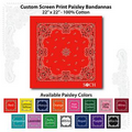 22"x22" Red Custom Printed Paisley Imported 100% Cotton Bandanna